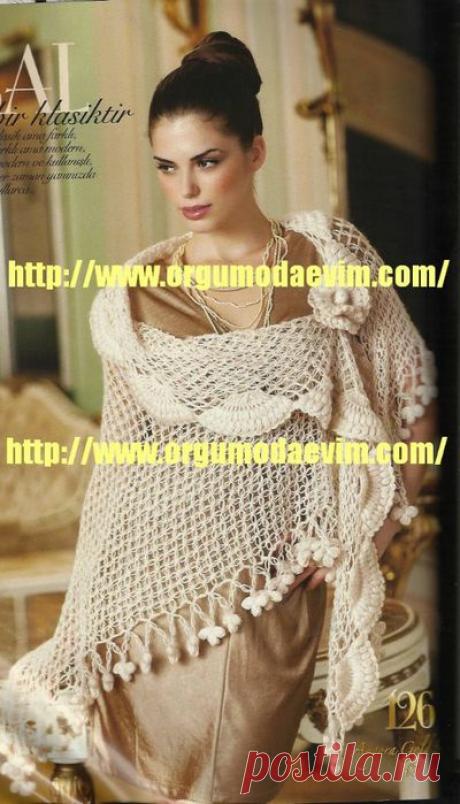 Шаль с узором соломонов узел с красивой каймой