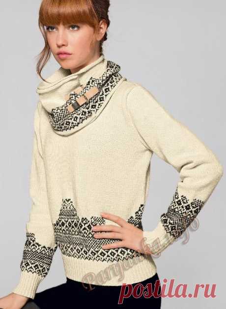 Жаккардовый пуловер с круглым вырезом горловины (ж) 119 Creations 2015/2016 Bergere de France №4881