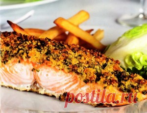 Лосось в сухарях