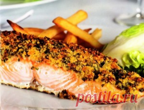 Лосось в сухарях