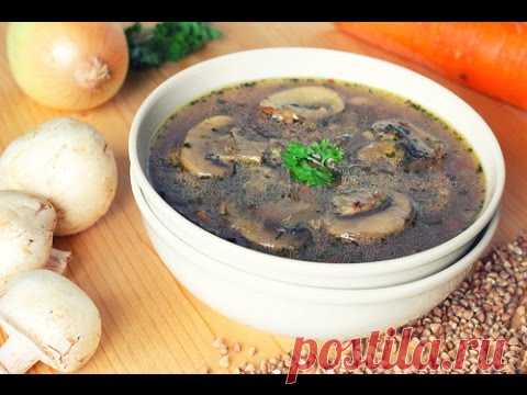 Гречневый суп с шампиньонами и фрикадельками