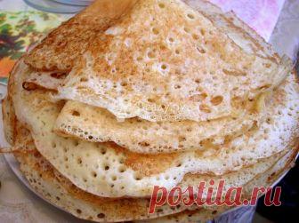 Рецепт приготовления блинов из дрожжевого теста, фото Рецепт вкусных кружевных блинов, которые готовятся на дрожжах. Рецепт простой, но вы удивите своих гостей нежными и тонкими блинами.