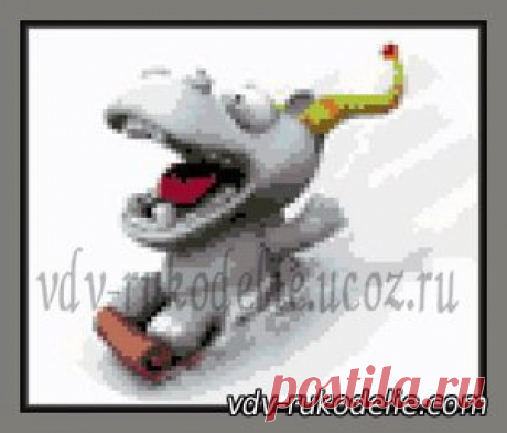 Весёлый бегемотик -вышивка крестом,авторская схема