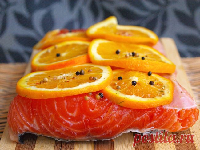 Семга, маринованная с апельсинами