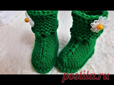 ПИНЕТКИ САПОЖКИ ДЛЯ МАЛЫШЕЙ НА 2 СПИЦАХ. САМЫЕ ПРОСТЫЕ.  ПОДРОБНЫЙ МАСТЕР КЛАСС ДЛЯ НАЧИНАЮЩИХ.