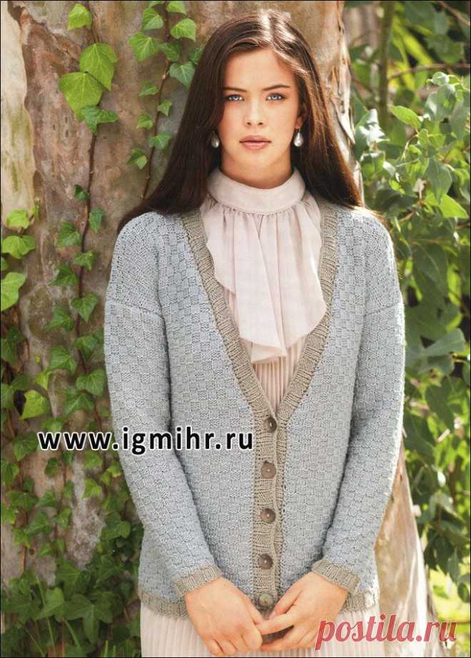 Элегантная классика. Жакет с шахматным узором. Спицы.