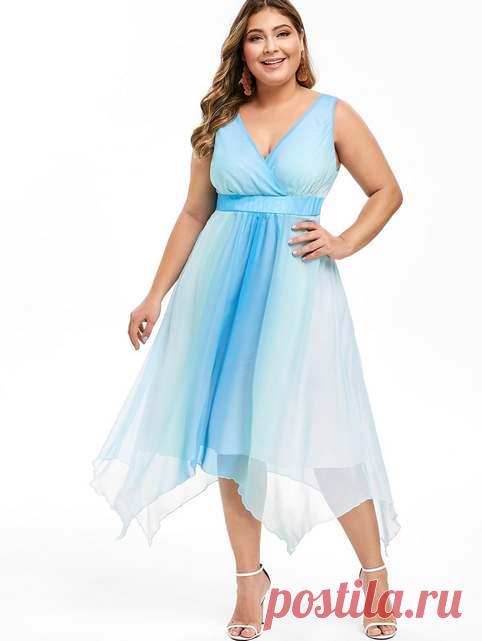 Длинные платья и сарафаны для полных девушек и женщин английского бренда DressLily лето 2019 (60 фото)