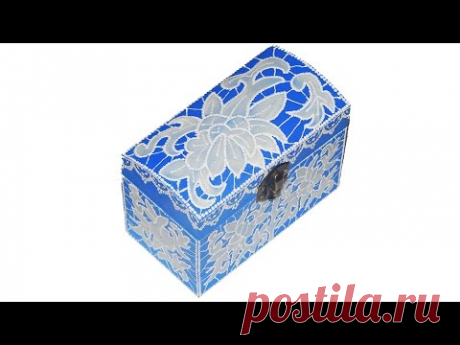 Имитация кружева ришелье. Деревянная шкатулка. Точечная роспись.