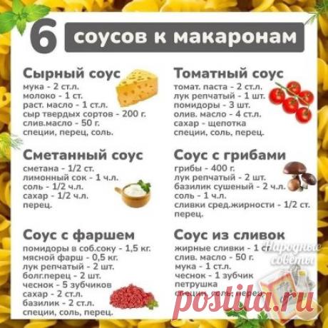 6 соусов к макаронам