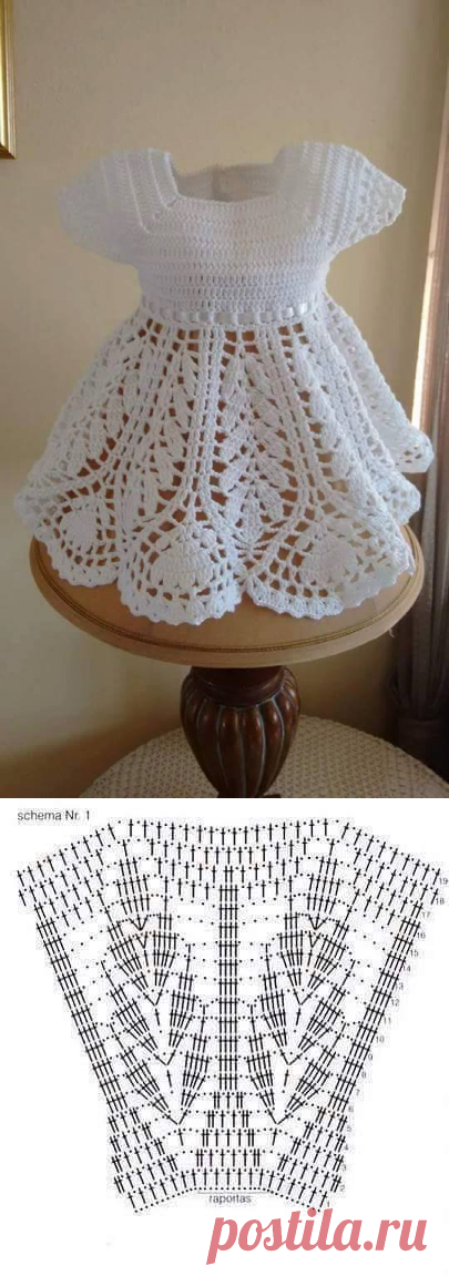Very elegant this dress in crochet yarn. with measures for each age. look - Yarns Patterns in Crochet
