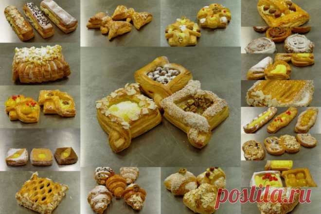 Как разделывать слоёное тесто для приготовления сладких булочек!