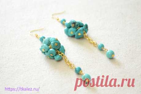 Длинные бирюзовые серьги своими руками - Волшебство своими руками
