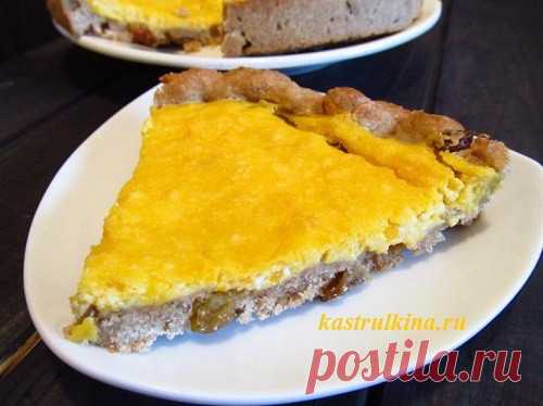 Песочный пирог из цельнозерновой муки с  творогом и тыквой