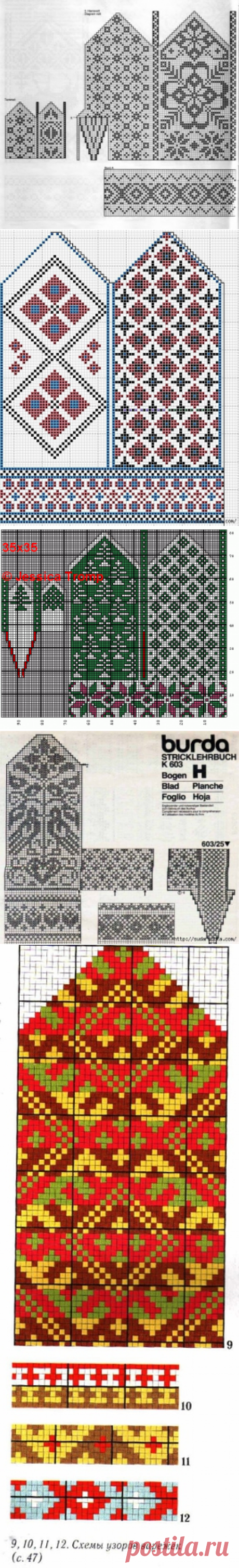Варежки - узоры.Вязание спицами