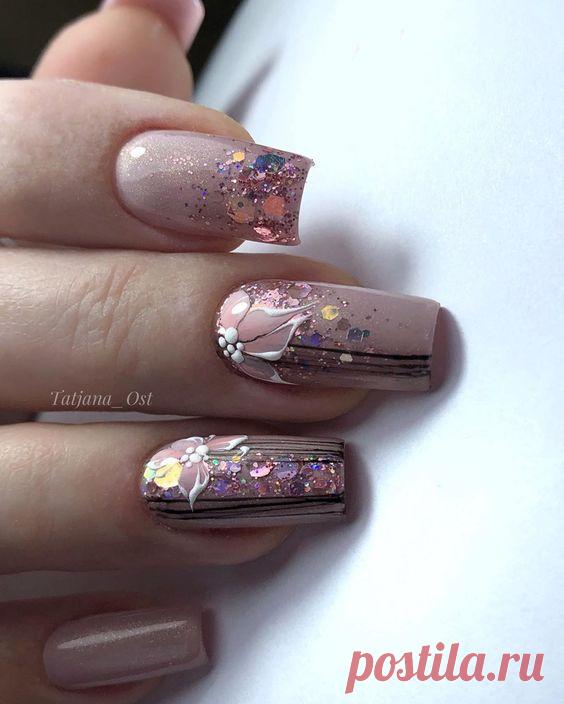 Маникюр на квадратные ногти