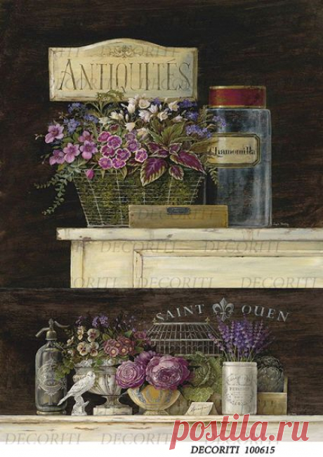 Рисовая бумага с рисунком DECORITI 100615, формат А4, Stil life 3 ― HandMadeDecor