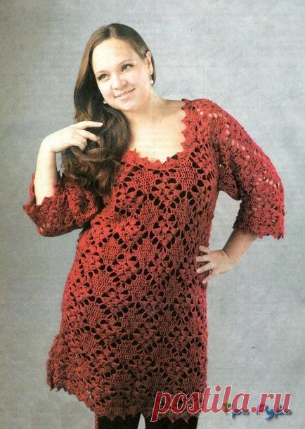 АЖУРНОЕ ПЛАТЬЕ-ТУНИКА для полных женщин - ВЯЗАНАЯ МОДА+ ДЛЯ НЕМОДЕЛЬНЫХ ДАМ - Страна Мам