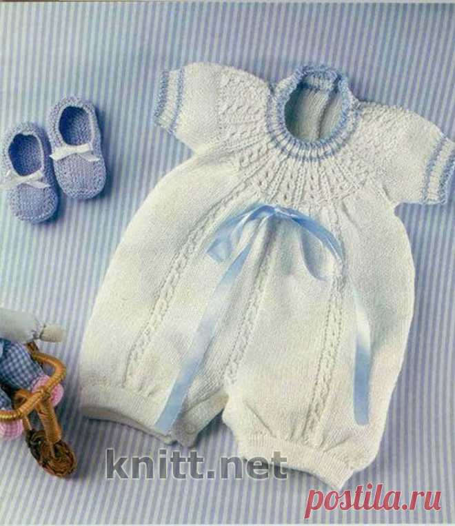 Комбинезон  и пинетки на ребёнка от 0-3 мес. | knitt.net | Все о вязании