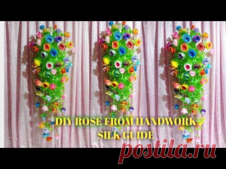 LÀM HOA HỒNG TREO TƯỜNG BẰNG GIẤY LỤA HƯỚNG DẪN THỦ CÔNGDIY ROSE FROM HANDWORK SILK GUIDE - YouTube