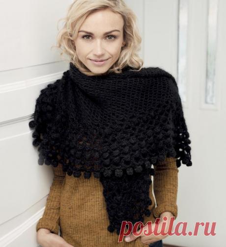 Шаль с «шишечками» и помпончиками - схема вязания крючком. Вяжем Шали на Verena.ru