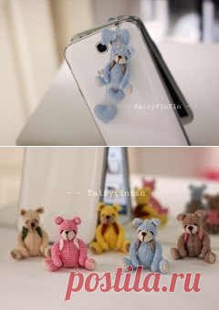 FairyFinFin: Cute Accessories Phone Charm Crochet Bear doll, Cute Gifts, Birthday Gifts, Girl Gifts