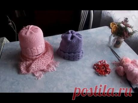 Вязание спицами и крючком Шапочка по диагонали (Концовка)