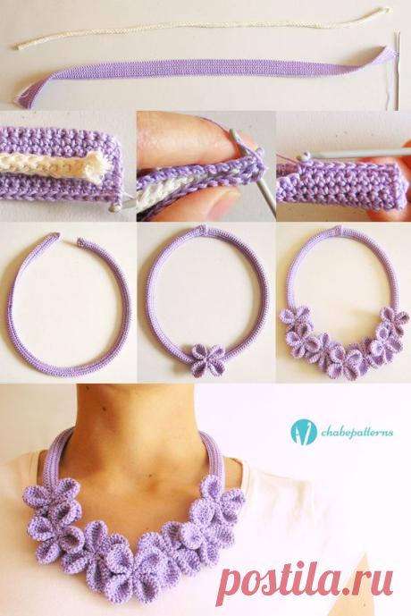 (1) Flower necklace #3, free pattern, photo tutorial, written instructions/ Collar de flores #3, patrón gratis, foto tutorial, instrucciones escritas