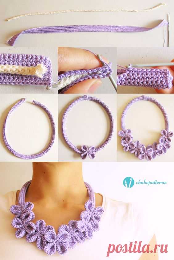 (1) Flower necklace #3, free pattern, photo tutorial, written instructions/ Collar de flores #3, patrón gratis, foto tutorial, instrucciones escritas
