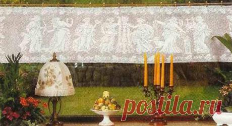 Филейная занавеска "Музыка и танцы"