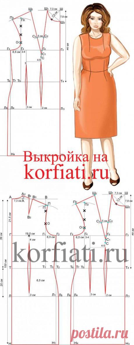 Выкройка платья на большой размер от А. Корфиати