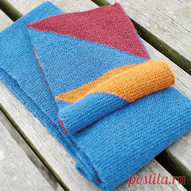 Шарф с цветными треугольниками - схема вязания спицами. Вяжем Шарфы на Verena.ru