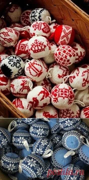 Новогодние шары спицами.