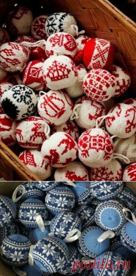 Новогодние шары спицами.