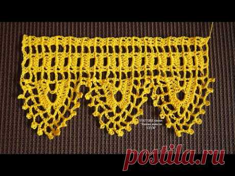 Вязание каймы крючком.Кайма для обвязки изделия+схема Урок 230 Crochet border crochet.