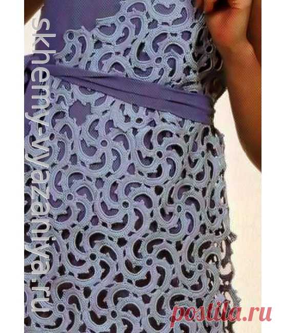 Мотив из плотных спиральных цветов. Схема вязания крючком и описание.