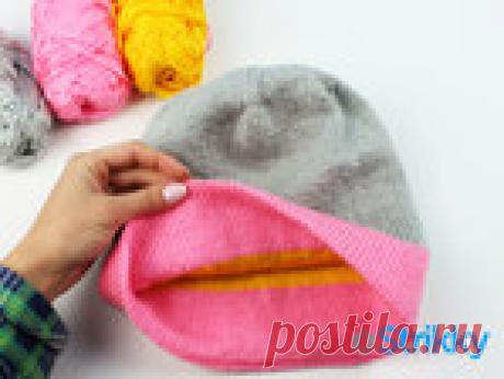 Двухсторонняя вязаная шапка