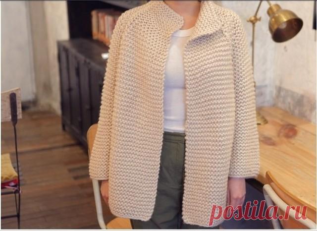 ​Жакет платочной вязкой