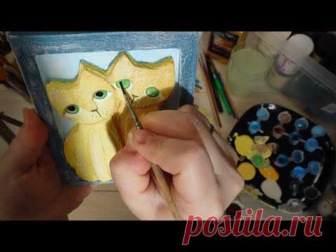 Панно с котиками из картона и яичных лотков. Простая техника, доступные материалы, отличный декор. - YouTube