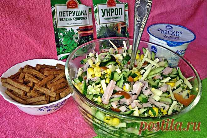 Рецепт салата с кукурузой и кириешками без майонеза