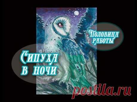 Вышивка крестом: "Сипуха в ночи" - половина работы!