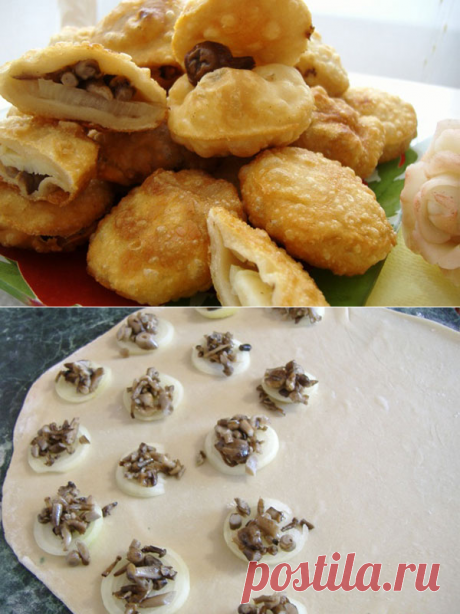Пышки с луком и грибочками