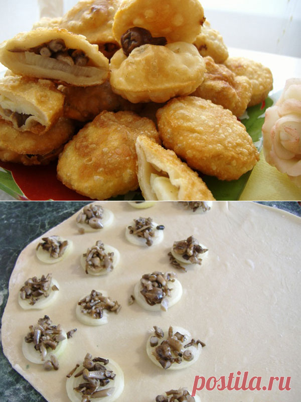 Пышки с луком и грибочками