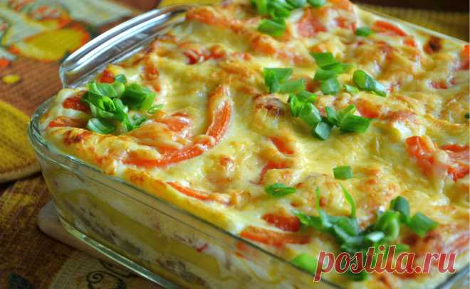 Быстрая лазанья из мясного фарша и  овощей