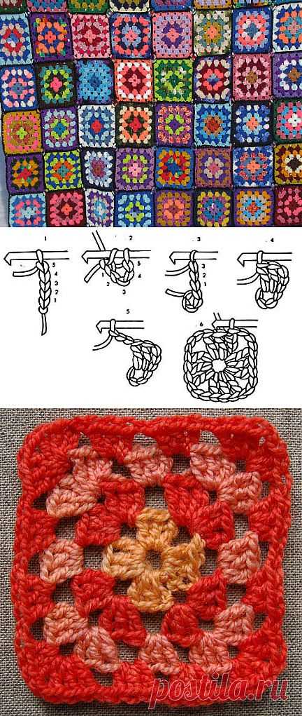 @   Плед крючком из квадратных мотивов | МОЙ МИЛЫЙ ДОМ &#8211; идеи рукоделия, вязание, декорирование интерьеров