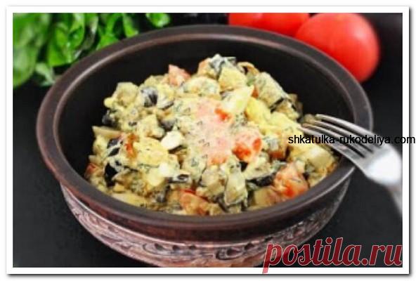 Салат с баклажанами и яйцами. Грузинский салат с баклажанами