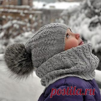 Шапочка и снуд спицами.