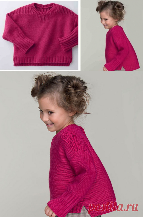Пуловер спицами для девочки