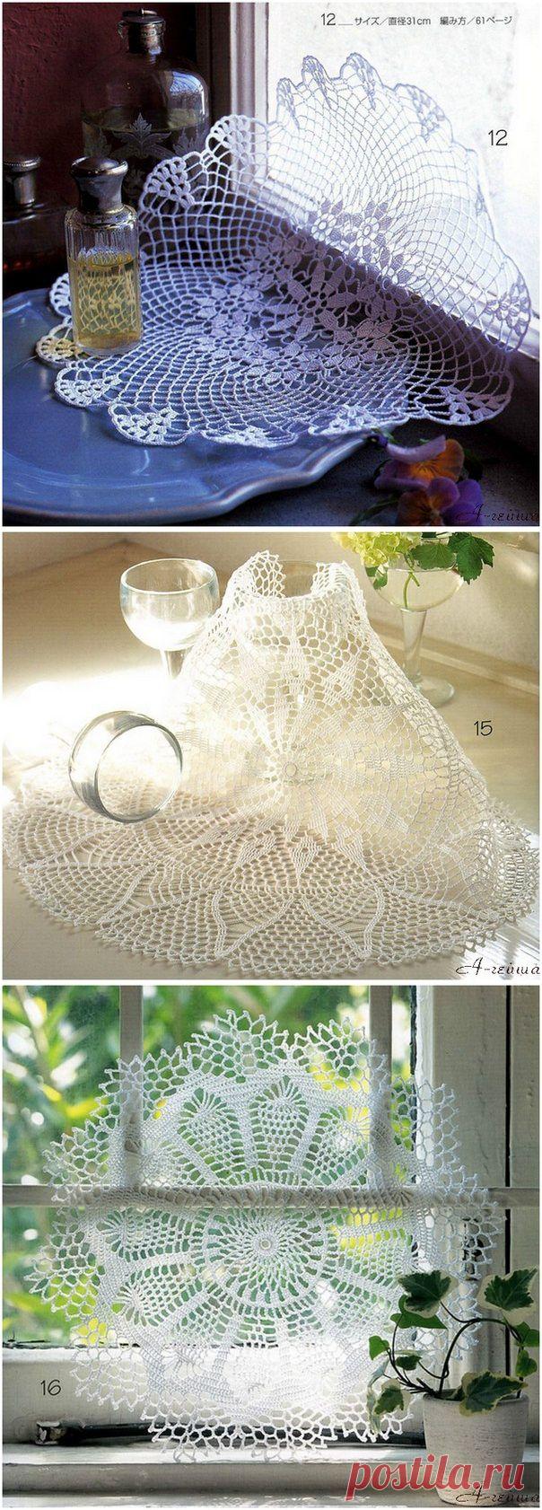 ТРИ САЛФЕТКИ ВЯЗАНЫЕ ПО КРУГУ КРЮЧКОМ - Для уюта в доме