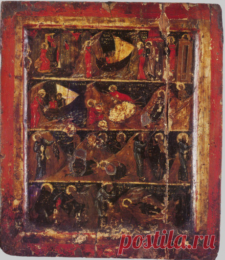 Преподобная Мария Египетская в житии. XIV век. Монастырь Хиландар, Афон. Греция