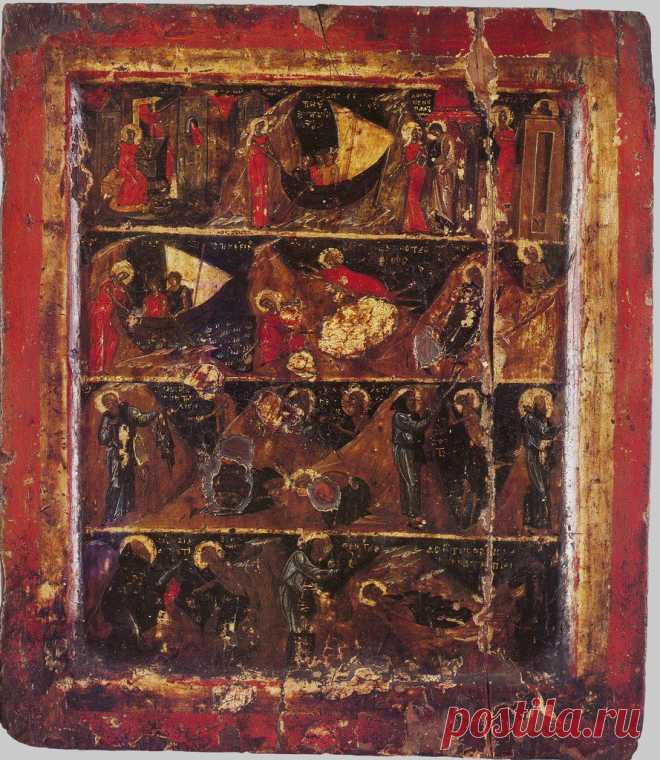 Преподобная Мария Египетская в житии. XIV век. Монастырь Хиландар, Афон. Греция